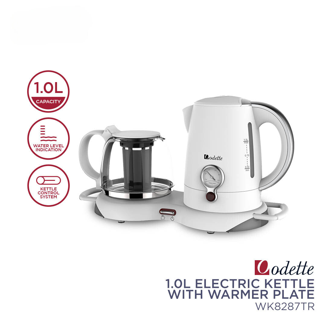 ODETTE Electric Kettle 1.0L with Warmer plate