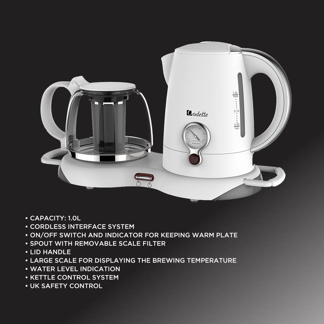 ODETTE Electric Kettle 1.0L with Warmer plate