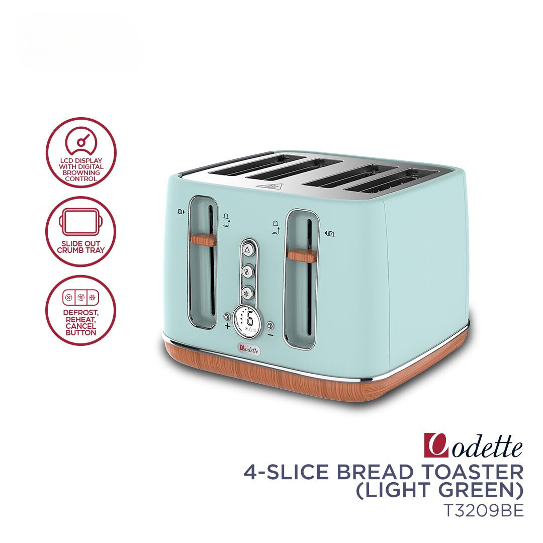 Odette 4 Slice Bread Toaster - T3209BE Light Green