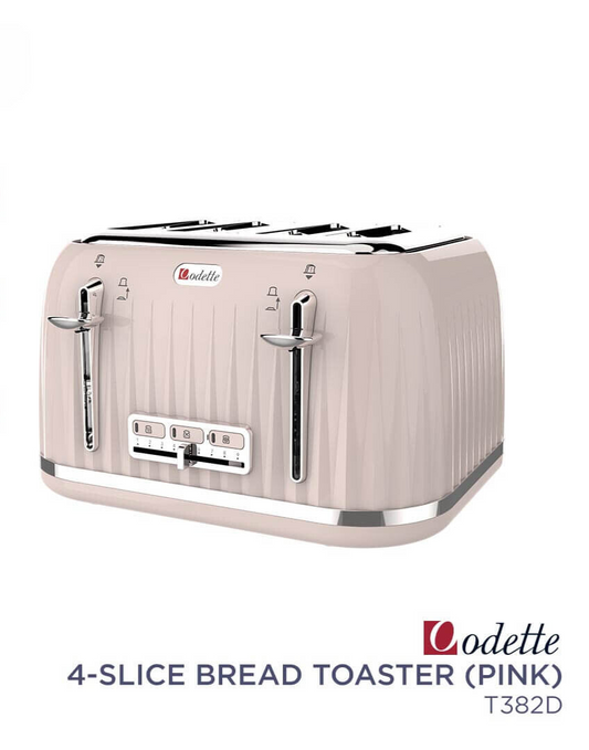 ODETTE 4 SLICE BREAD TOASTER - T382D PINK