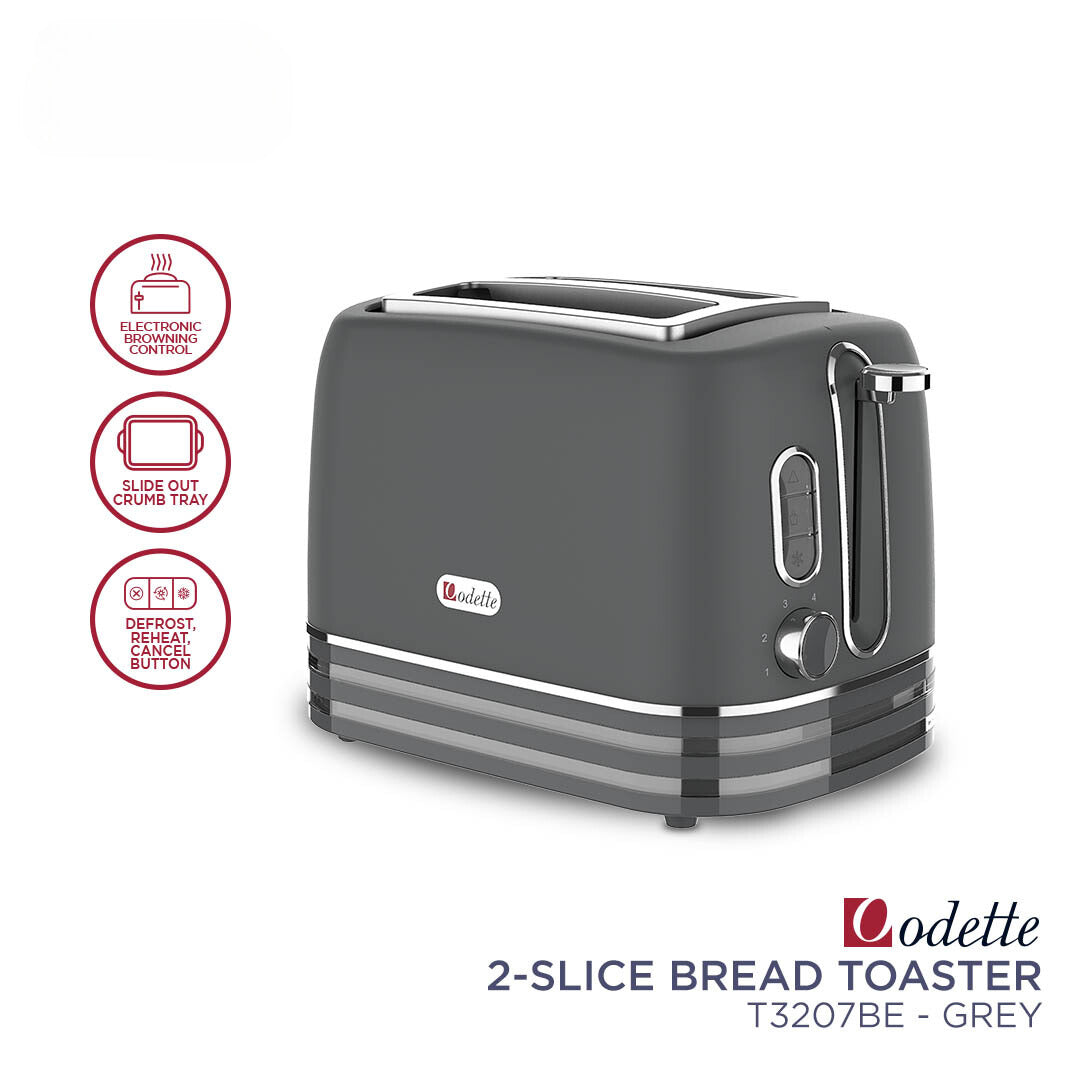 ODETTE 2 Slice Bread Toaster - T3207BE Grey