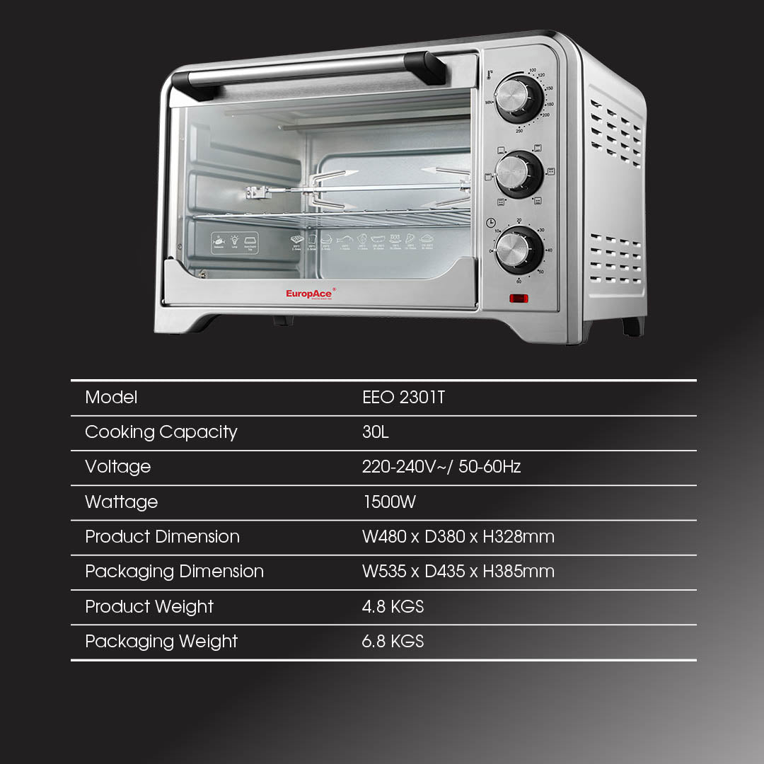 EUROPACE Electric Oven with Rotisserie 30L