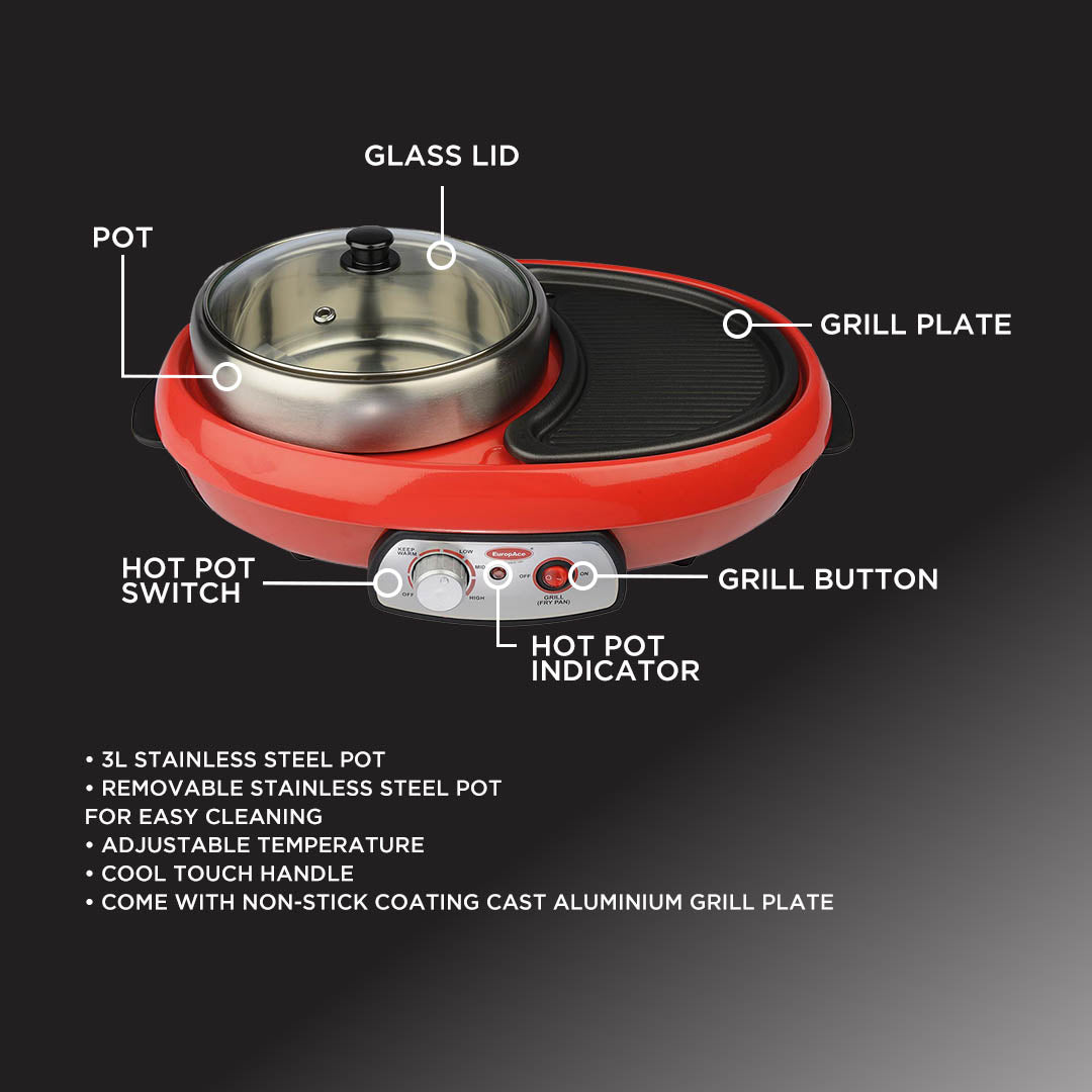 EUROPACE Steamboat with BBQ Grill 3.0L