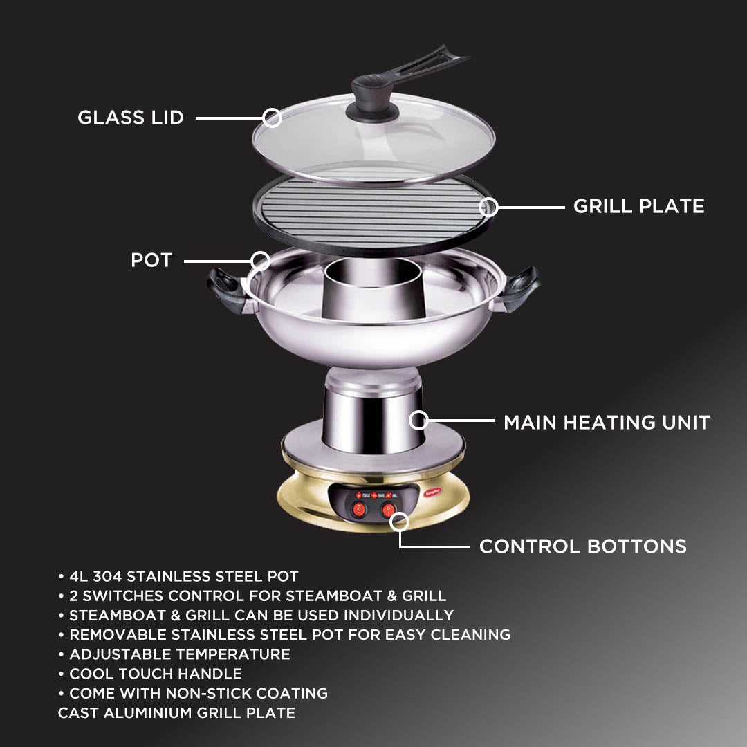 EUROPACE Steamboat with Hotplate 4.2L