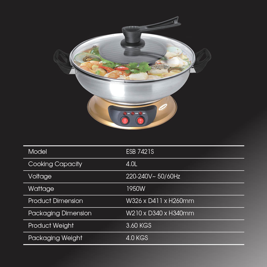 EUROPACE Steamboat with Hotplate 4.2L