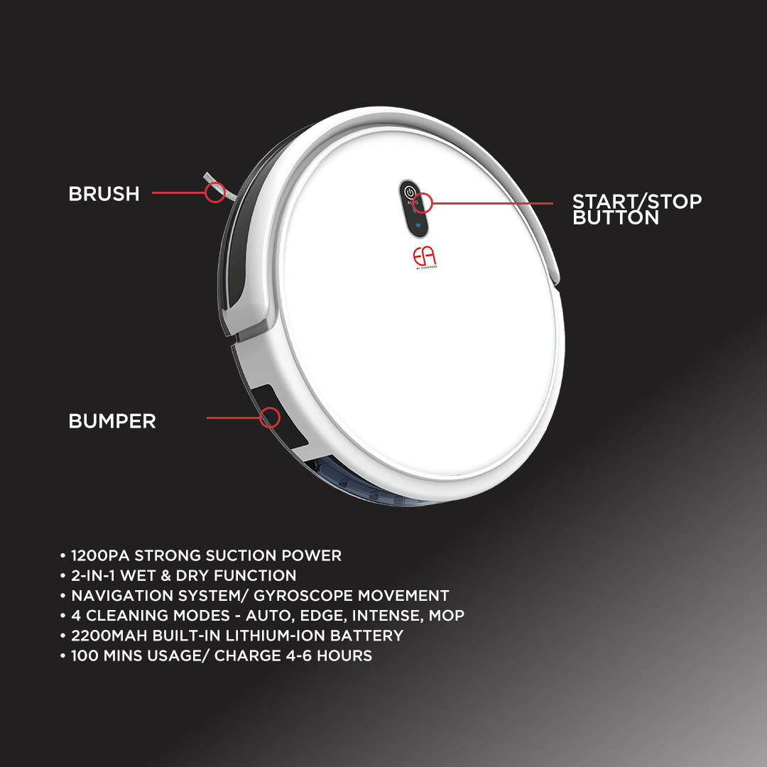 EUROPACE Vacuum Cleaner Wet and Dry Robotic with Hepa Filter