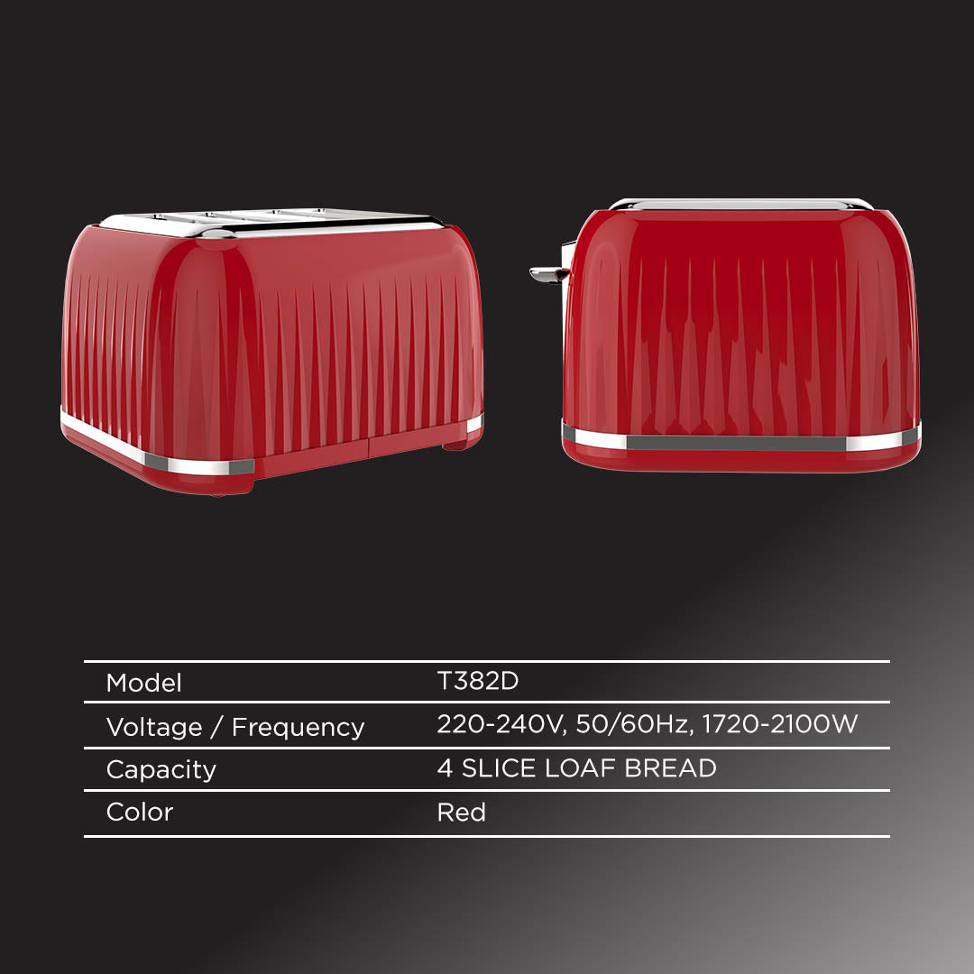 ODETTE 4 Slice Bread Toaster - T382D Red